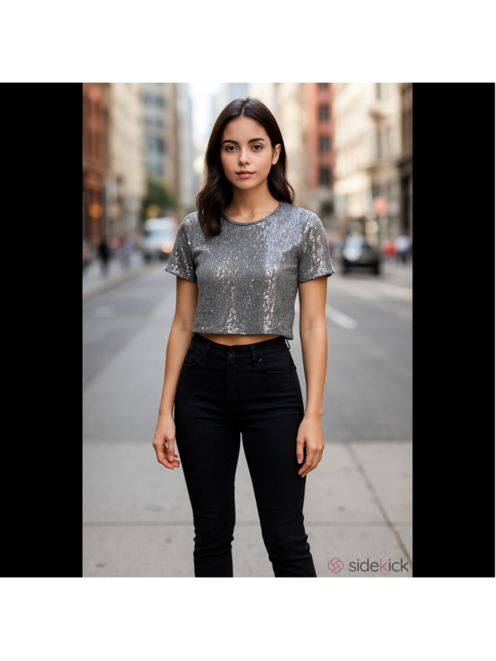 Christian Lacroix Cropped Sequin Short Sleeve Top S